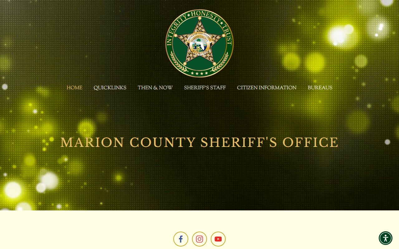 Marion County Sheriff's Office homepage for arrest records in Ocala Florida